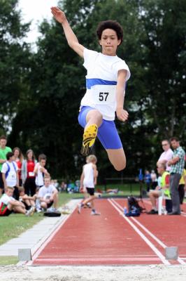 Jim in actie tijdens het verspringen