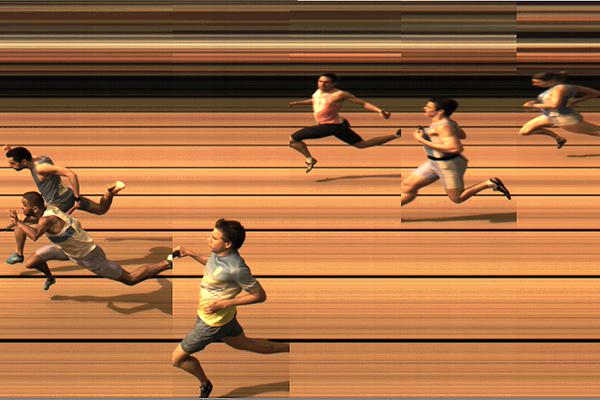 de estafette ploeg van Swift eindigd 0,007sec achter de ploeg van Asterix op de 4x100m